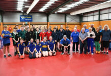 Local students compete in badminton and table tennis